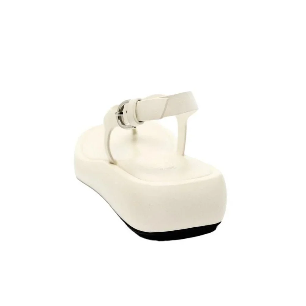 ZARA LEATHER FLATFORM SANDALS White SIZE 7.5 | 1602/111 - Picture 4 of 4